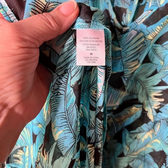 Mikens Swim poncho Tasseled. Sheer Palm leaf coverup - Picture 3 of 5